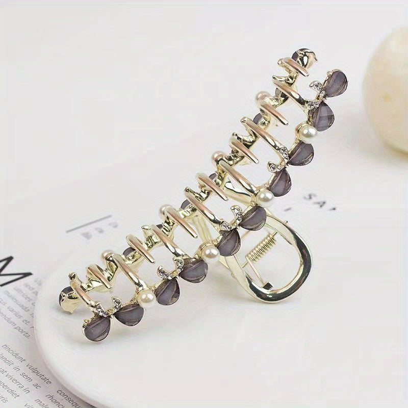 Opal Bow Hair Claw Sparkly Pearl Metal Hair Claw Ponytail Holder