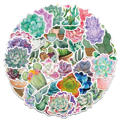 50 Sheets Succulent Cactus Waterproof Stickers Self Adhesive Decoration
