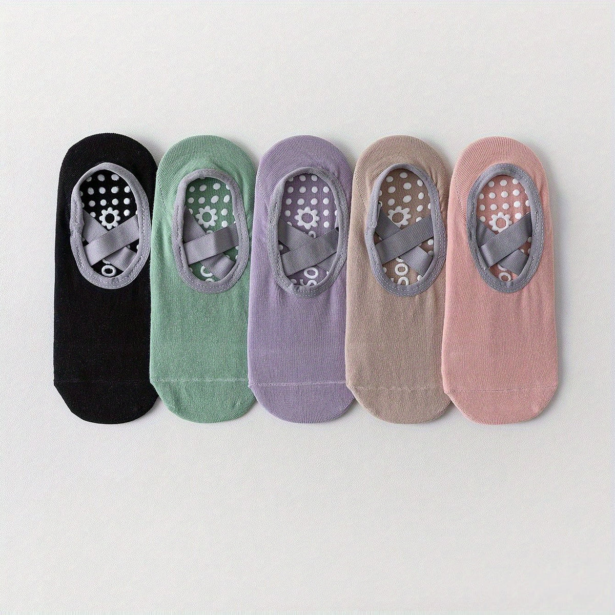 5 Pairs Anti Slip Yoga Socks for Exercise Fitness Indoor Jump Rope Dance Socks