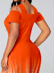  Colorblock Ombre Print Maxi Dress