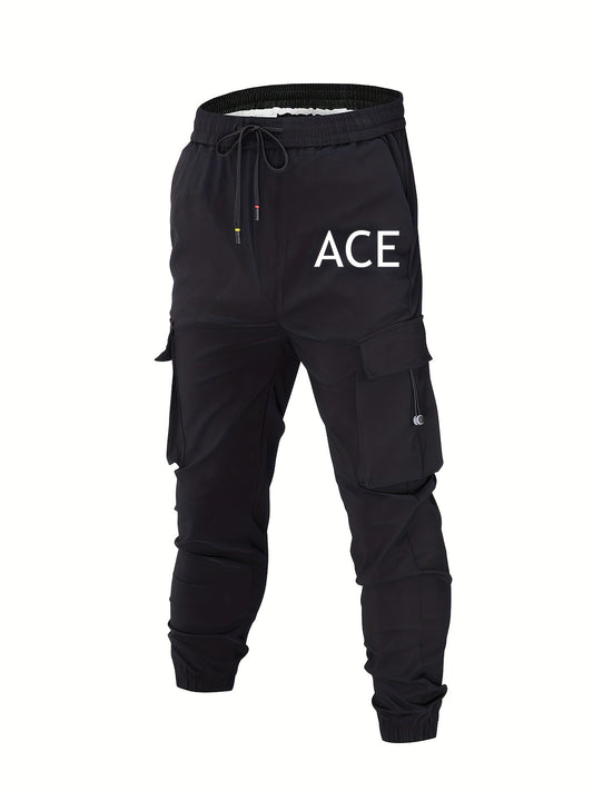 ACE Cotton Cargo Pants Men's Casual Drawstring Joggers