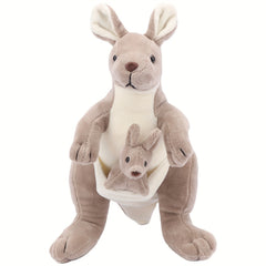 Plush Gray Kangaroo Toy - Realistic Stuffed Animal