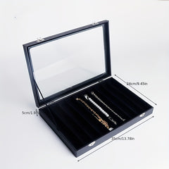 PU Leather Jewelry Box Display Tray 8 10 Grids Necklaces Bracelets Organizer
