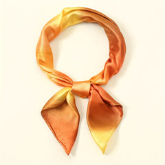 Colorful Square Scarf Gradient Tie Dye Satin Silk Shawl Neckerchief