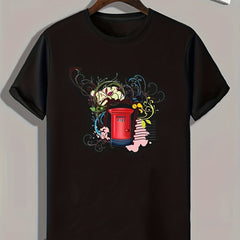 Mailbox Pattern Print Men's Comfy Sports T shirt Graphic Tee