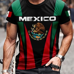 Mexico Eagle Print Men's Short Sleeve T-shirt Graphic Tee