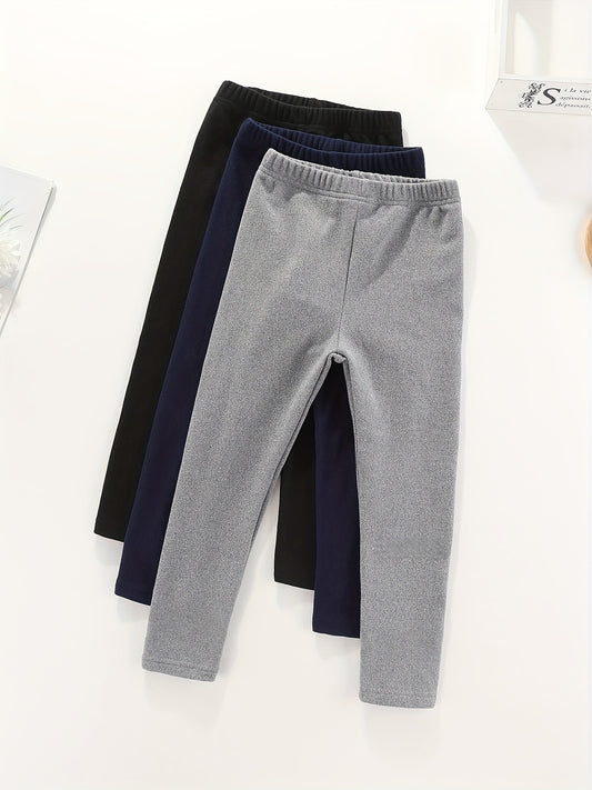 3pcs Girls Slim Fit Basic Leggings Pants Elastic Waist Tights Pants Kids Clothes