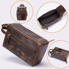 Leather Clutch Bag for Business Trip - Travel Toiletry Handbag