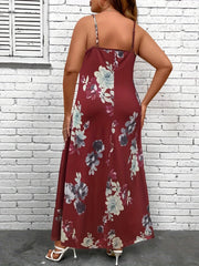  Floral Print V Neck Maxi Cami Dress