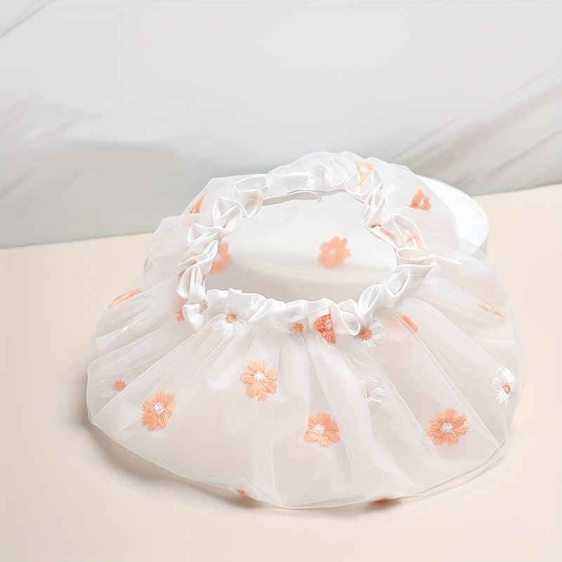 Waterproof Daisy Print Shower Cap 2-Layer Reusable Soft Bath Cap