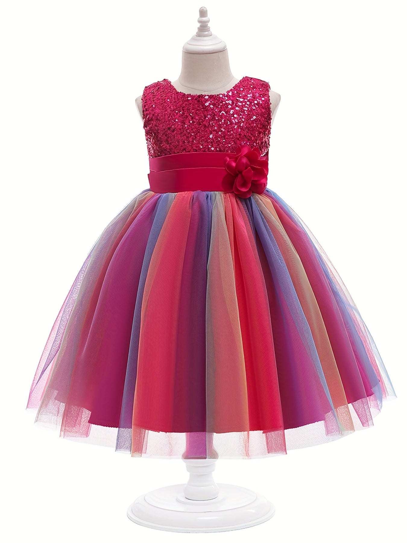 Girls Formal Sequin Flower Girl Princess Dress