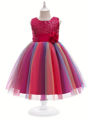 Girls Formal Sequin Flower Girl Princess Dress