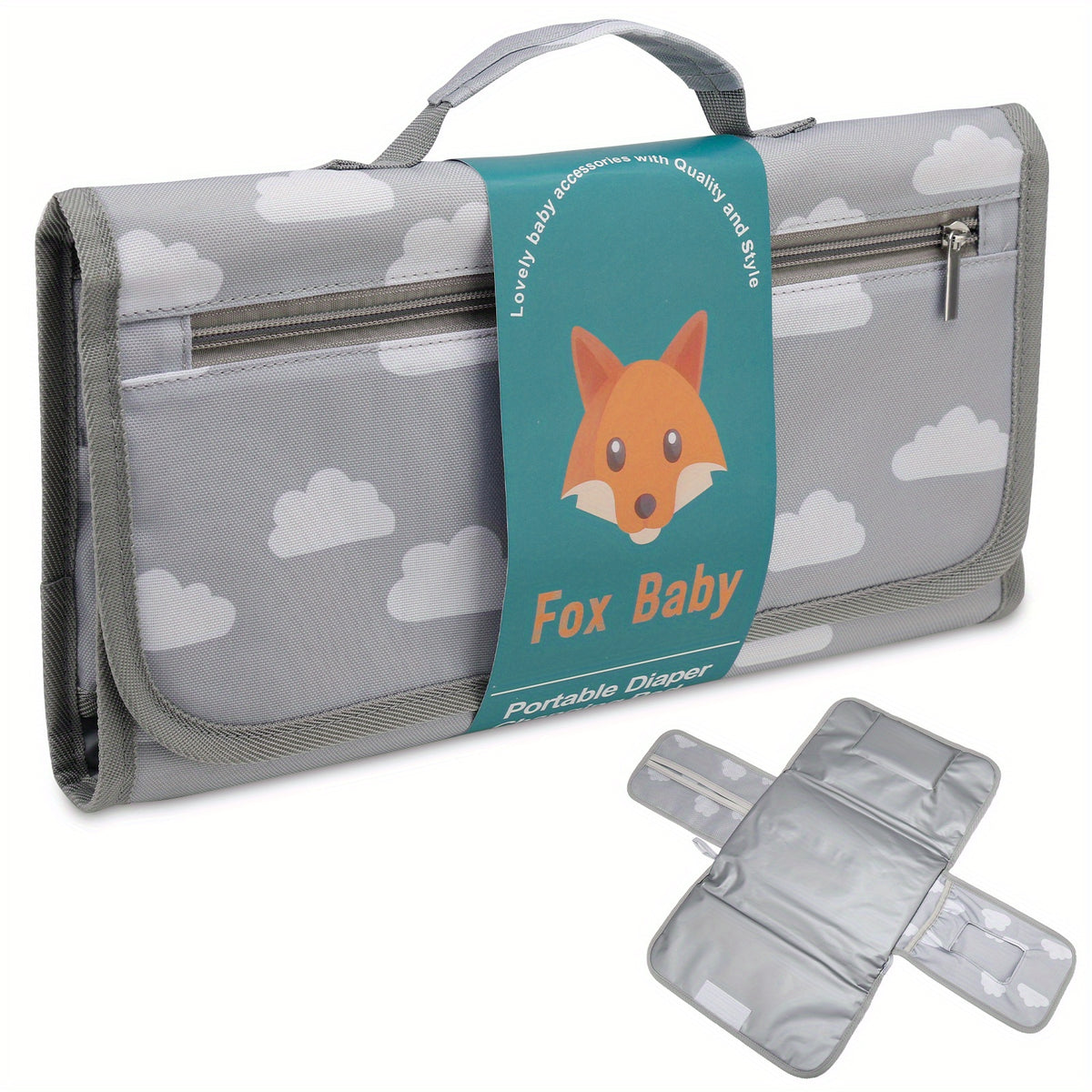 Clouds Pattern Baby Changing Pad Portable One Hand Diaper Change