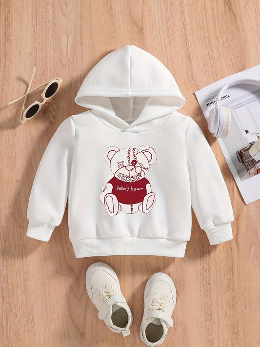 Bear Doll Print Baby Boys Hooded Sweatshirt