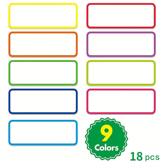 18 Colorful Magnetic Labels Stickers Dry Erase Name Tags for Whiteboard
