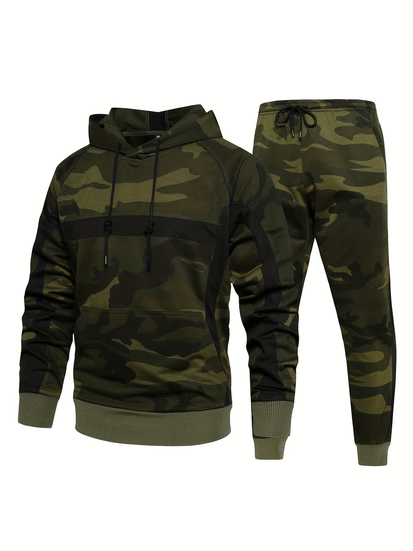 Men's Camouflage 2 Piece Set Sports Hoodie & Jogger Sweatpants