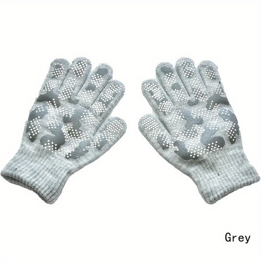 Knitted Full Finger Non-slip Winter Gloves for Boys/Girls
