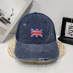 Embroidered British Flag Denim Baseball Cap