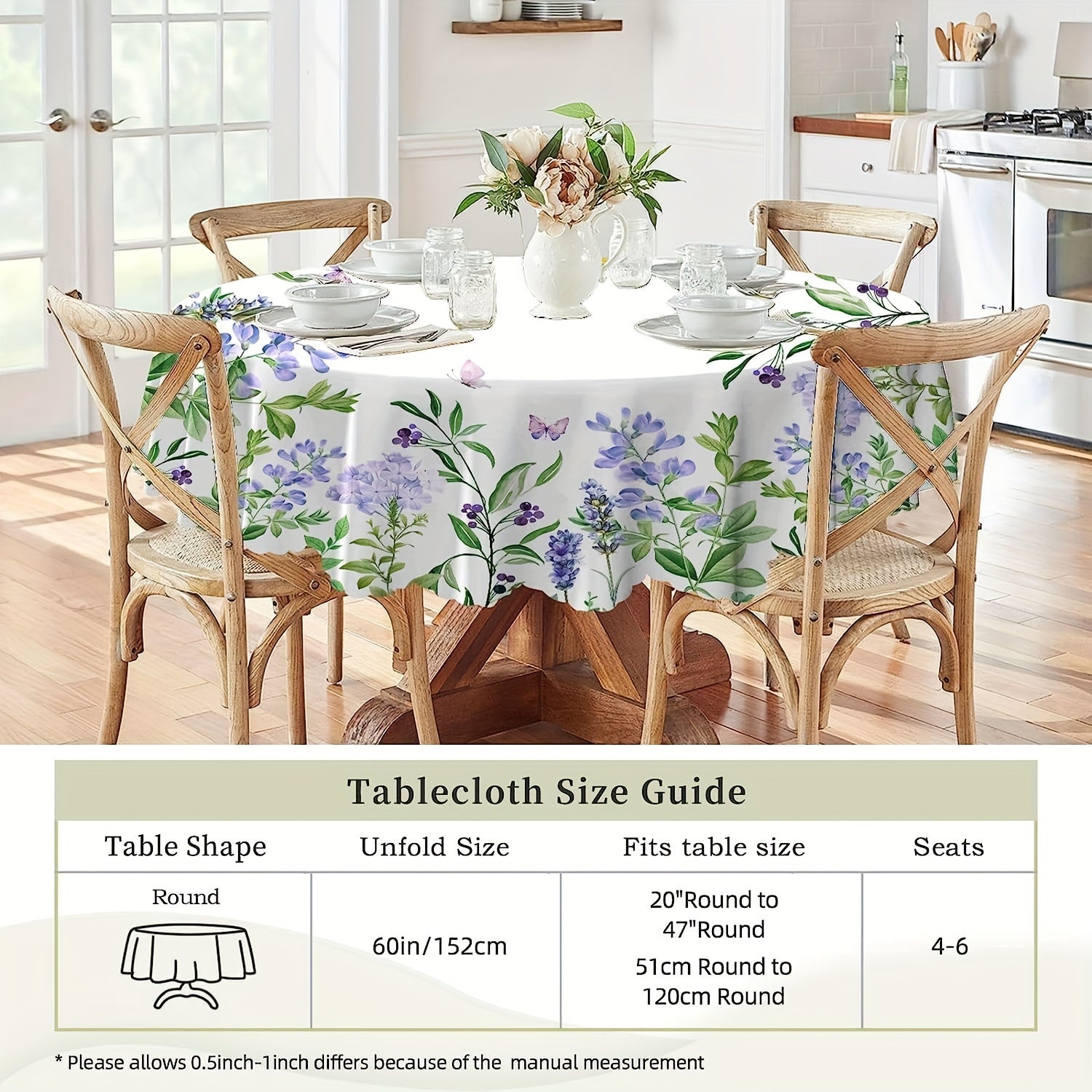 Colorful Flower Pattern Polyester Tablecloth Waterproof Stain Resistant