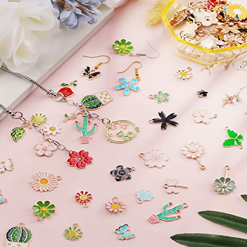 Spring Enamel Flower Charms 50g for Jewelry Making - Easter Gift