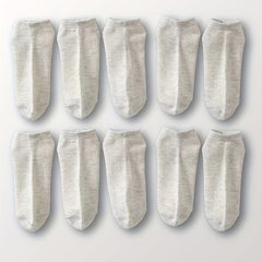 10 Pairs Low Cut Solid Socks Soft & Comfy Women's Stockings