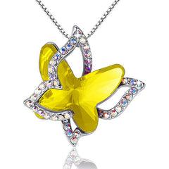 12-Month Birthstone Butterfly Pendant Necklace for Mother's Anniversary Birthday