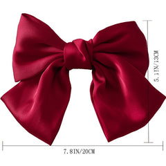 Big Satin Solid Bow Hair Clips Hairpin Women Barrettes 1pc