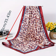 Leopard Print Shawl Bandana Silk Scarf Head Wrap