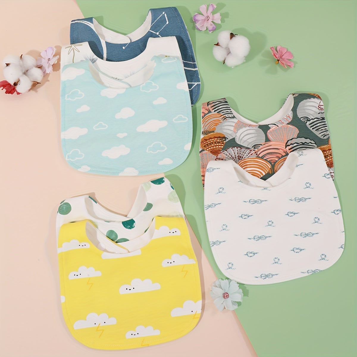 3pcs Set Random Fabric Baby Bibs Infant Bandana For Boys Girls Soft Feeding Bibs