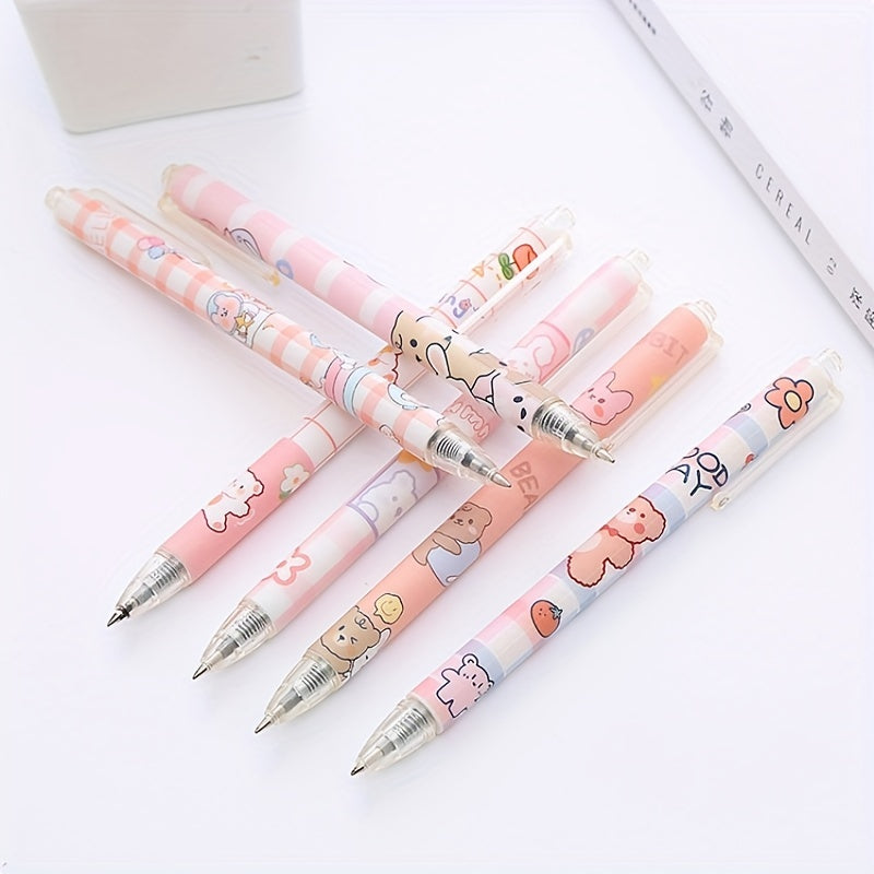 6pcs Bear 0.5mm Quick Dry Bullet Signature Pens for Students