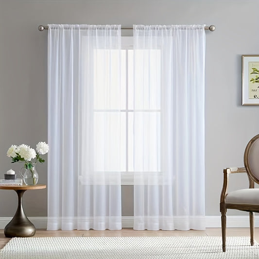2 Panels Chiffon Sheer Curtains for Bedroom & Living Room