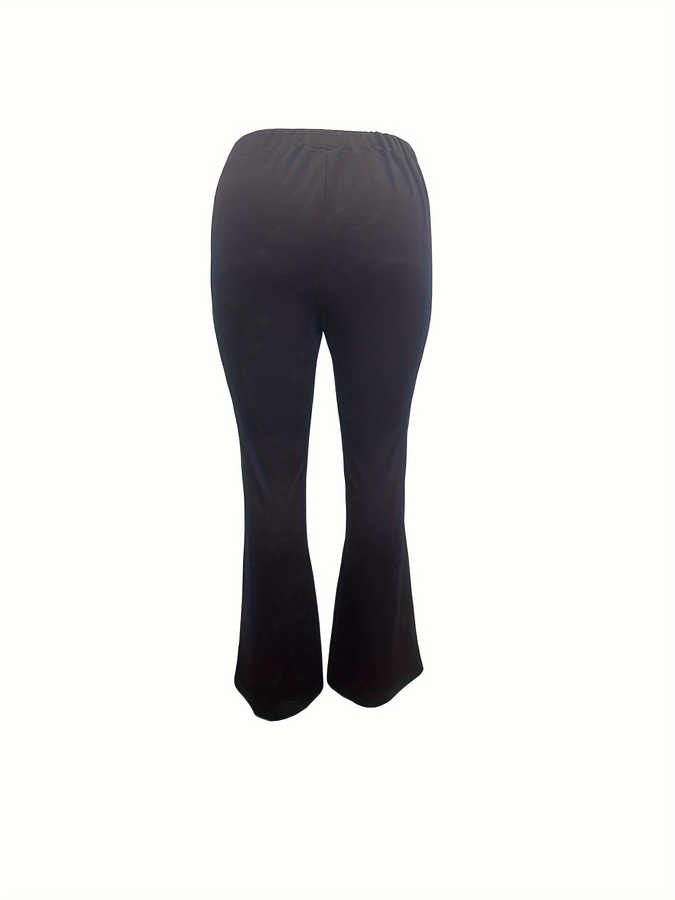  Solid High Rise Flared Leg Stretch Trousers