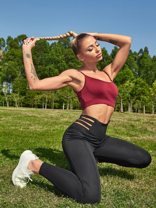 Cutout Waist Yoga Pants High Stretch Running Leggings
