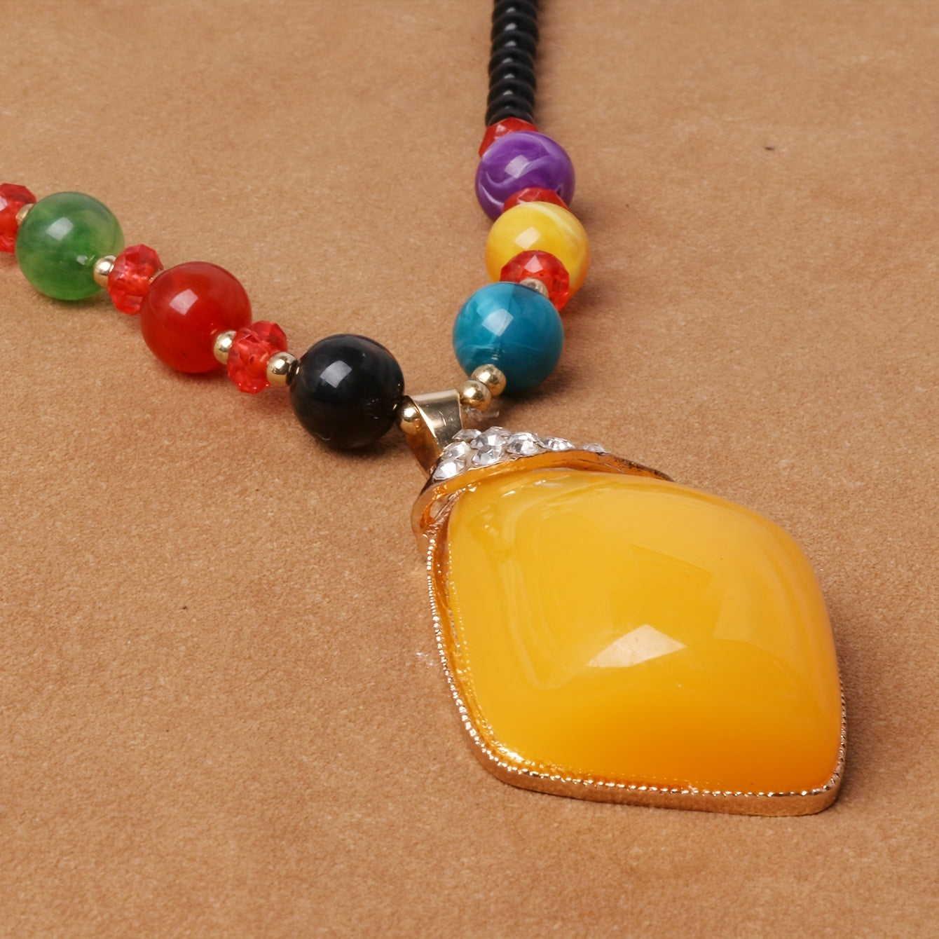 Retro Beeswax Long Sweater Necklace Chain Pendant