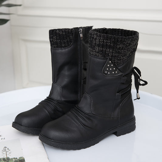 Women's Chunky Heeled Mid Calf Boots Western Cowboy Boots