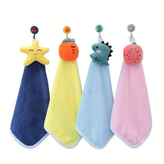 Cartoon Hanging Towel Soft Square Fingertip Towel with Loop