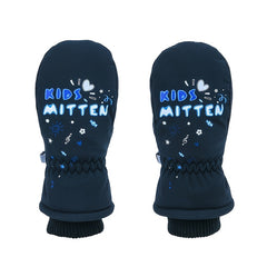 Kids Waterproof Letter Print Ski Gloves Winter Warm Outdoor Snow Riding