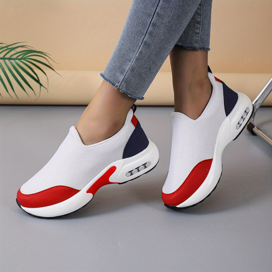 Women's Colorblock Chunky Sneakers Slip On Air Cushion Shoes