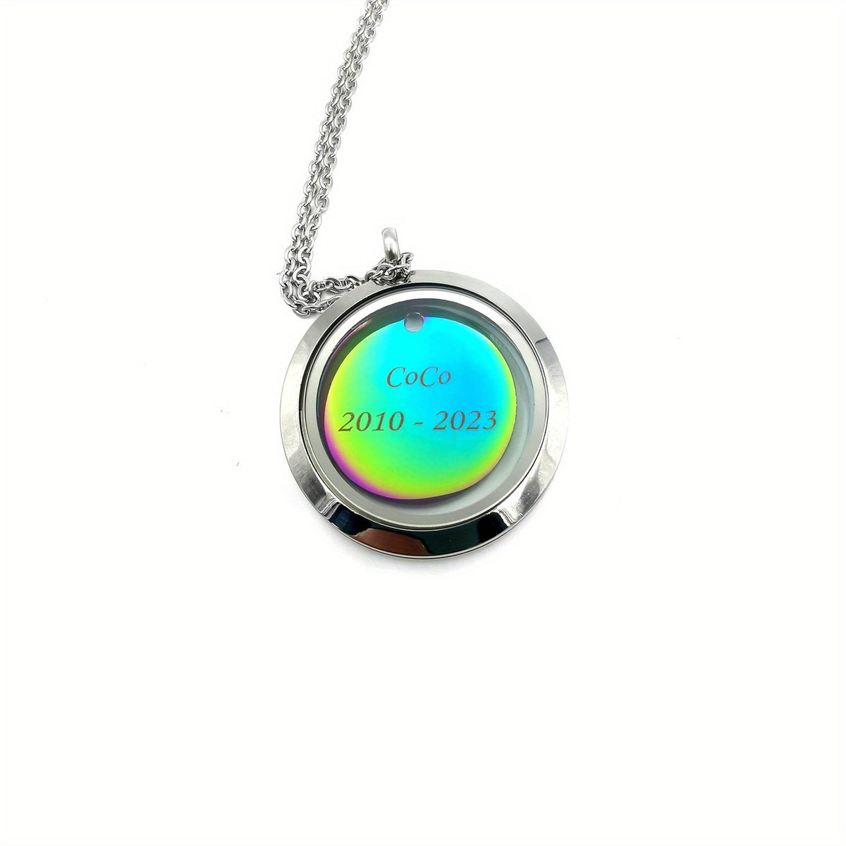 Personalized Pet Memorial Pendant with Silver Screw Cap