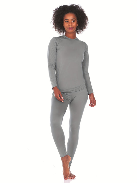 2Pcs Thermal Underwear Set Long Sleeve Top & Leggings Women's Activewear