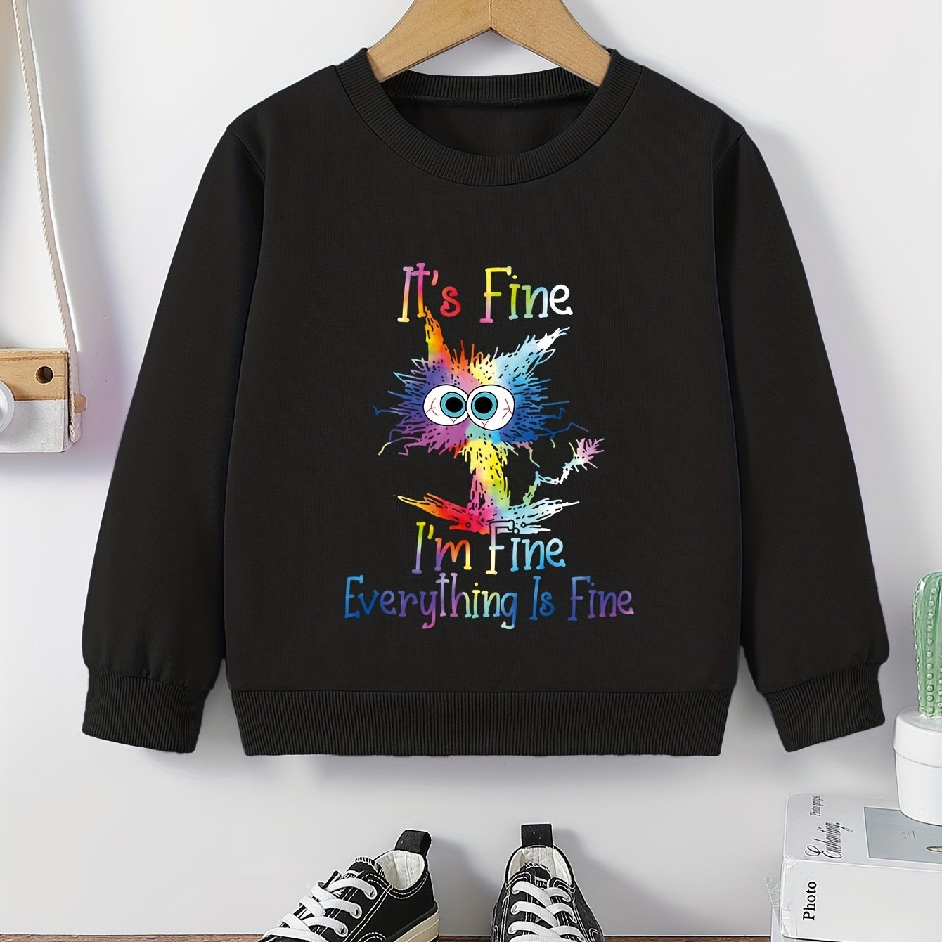 Girls Cat Graphic Sweatshirt - Comfy Casual Kids Active Pullover Top