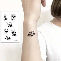 Panda and Bamboo Cartoon Tattoo Sticker - Waterproof and Long Lasting