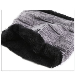 Winter Beanie Scarf Halter Set Thick Fleece Lined Neck Halter Warm Knitted Hat