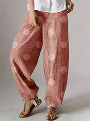  Dot Print High Rise Stretch Pants