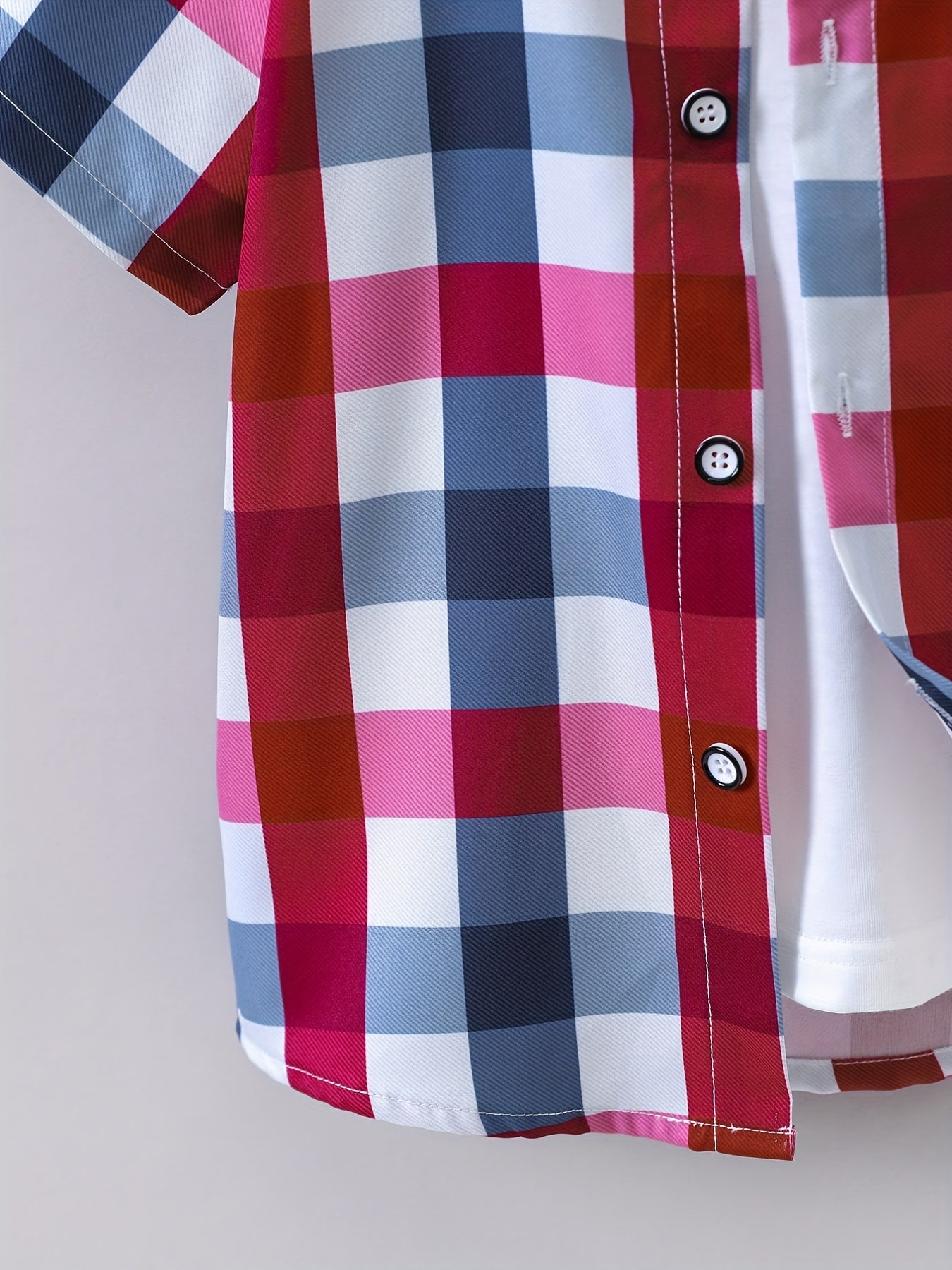 Boys Plaid Shirts Short Sleeve Casual Tops for Summer Kids Clothes