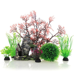 7pcs Aquarium Decorations Plants Cave Rocks Artificial Plants Fish Tank