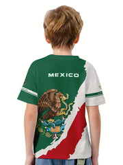 MEXICO Boys 3D Print Creative T-shirt Short Sleeve Top Summer Kids Clothes
