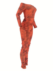 Graphic Print Off Shoulder Jumpsuit Women's Clothing