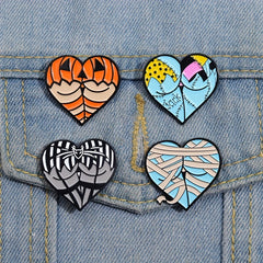 Halloween Sexy Butts Enamel Pins Heart Shaped Costume Brooches