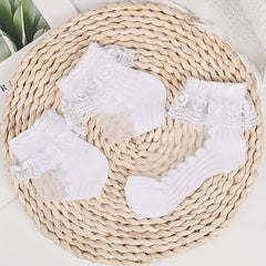 3 Pairs Girls Thin Knee High Socks Mesh Breathable Lace Children's Socks